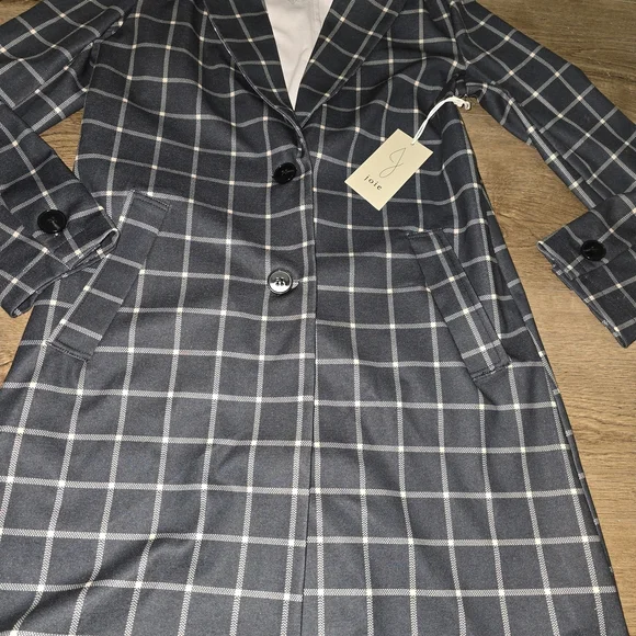 Joie Black and White Grid Trench Coat - Picture 11 of 16